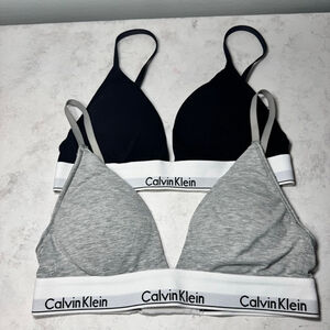 Calvin Klein Modern Cotton Lightly Lined Triangle XS Black & Gray Bralette Set